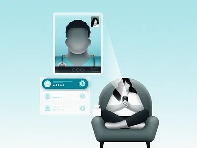 Payments as Profit 2d ai app checkout couch customer doctor finance gradient healthcare illustration lamp minimal nurse patient payment shopping sick telehealth vector