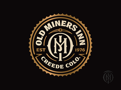 Old Miners Inn Logo badge colorado logo miner monogram vintage