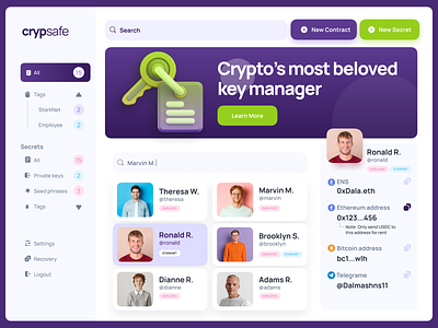 Crypto Dashboard bitcoin crypto dashboard purple saas wallet
