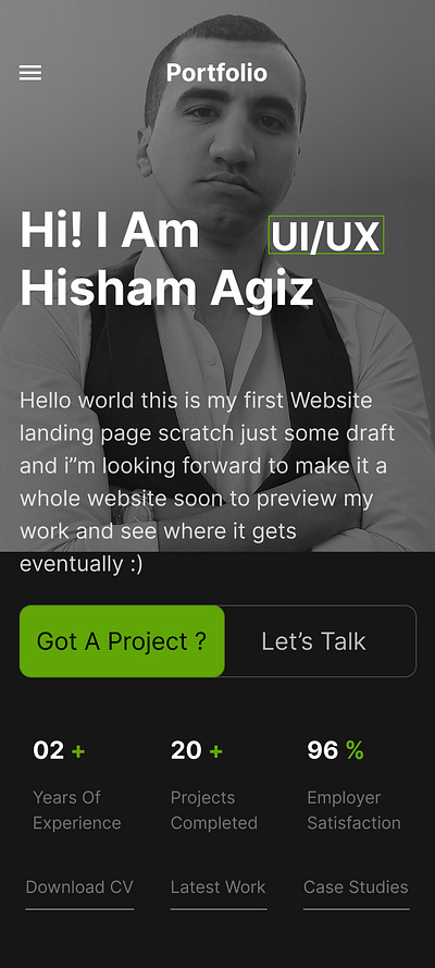 personal website mobile view draft ui