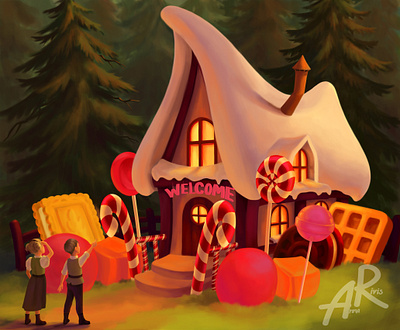 Illustration for the fairy tale "Hansel and Gretel" book book illustration character digital digital art digital illustration illustration photoshop