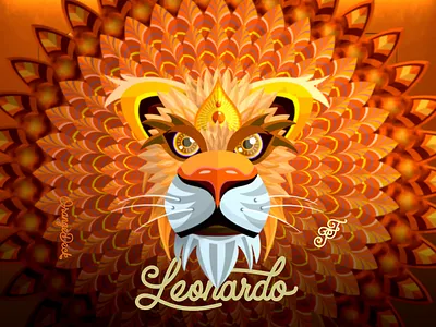 Fortunes Of Treasure - ( Leonardo ) ( Orange Deck No.1 ) 2d animals animation branding cartoon fortunes fortunes of treasures graphic icon illustration lion logo manadala motion motion graphics parallax patterns toon treasures vector