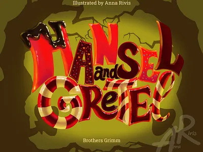 Lettering for the cover book "Hansel and Gretel" 2d book book cover children book cover design design digital illustration illustration lettering