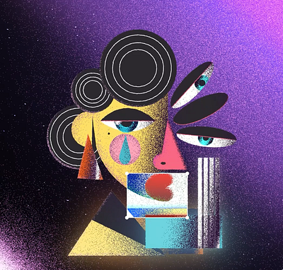 Abstraction and woman face. AE animation. Sound design 2d animation abstraction animation design illustration motion graphics