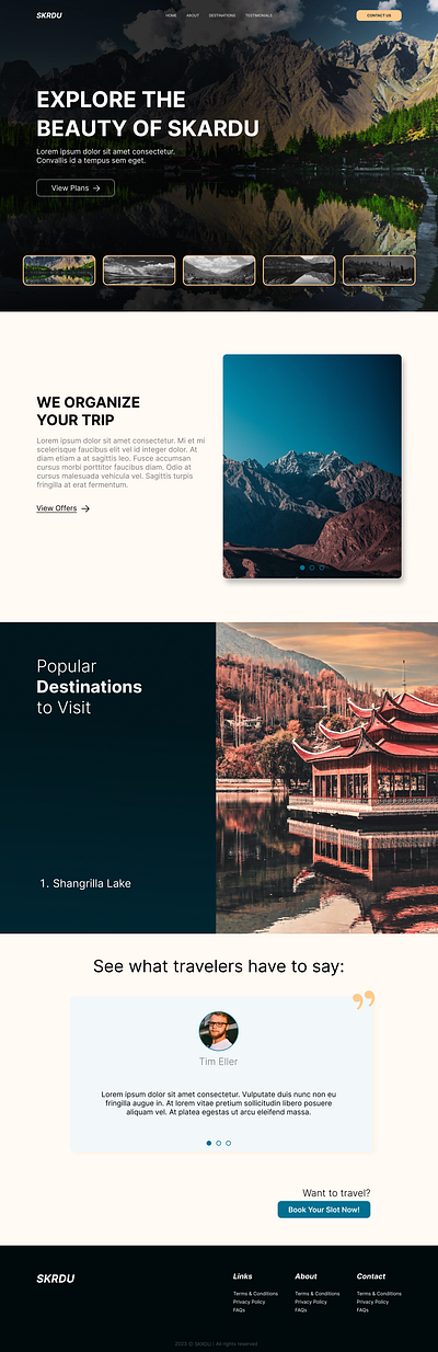 SKRDU | Travel Landing Page branding design landing page travel ui ux