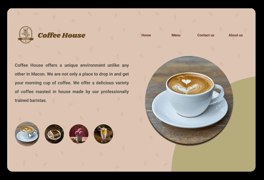 Coffee House Landing Prototype animation figma graphic design motion graphics prototype ui ux