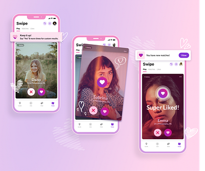 Swipe - Dating App app branding date dating design rebrand redesign social social media ui ux vector