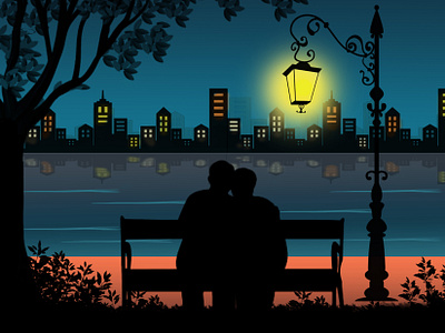 COUPLE SPENDING THEIR TIME IN A PARK KEEPING BUSY CITY ASIDES branding create vector art design digital art graphic design graphic designer illustration landscape logo