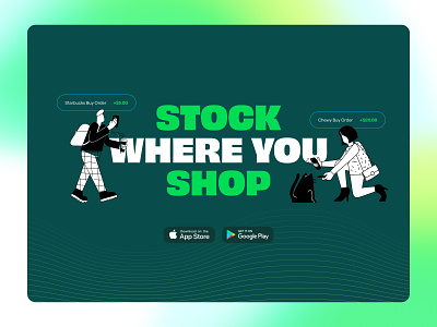 Stock where you shop app illustration investing landing shopping stocks web design website