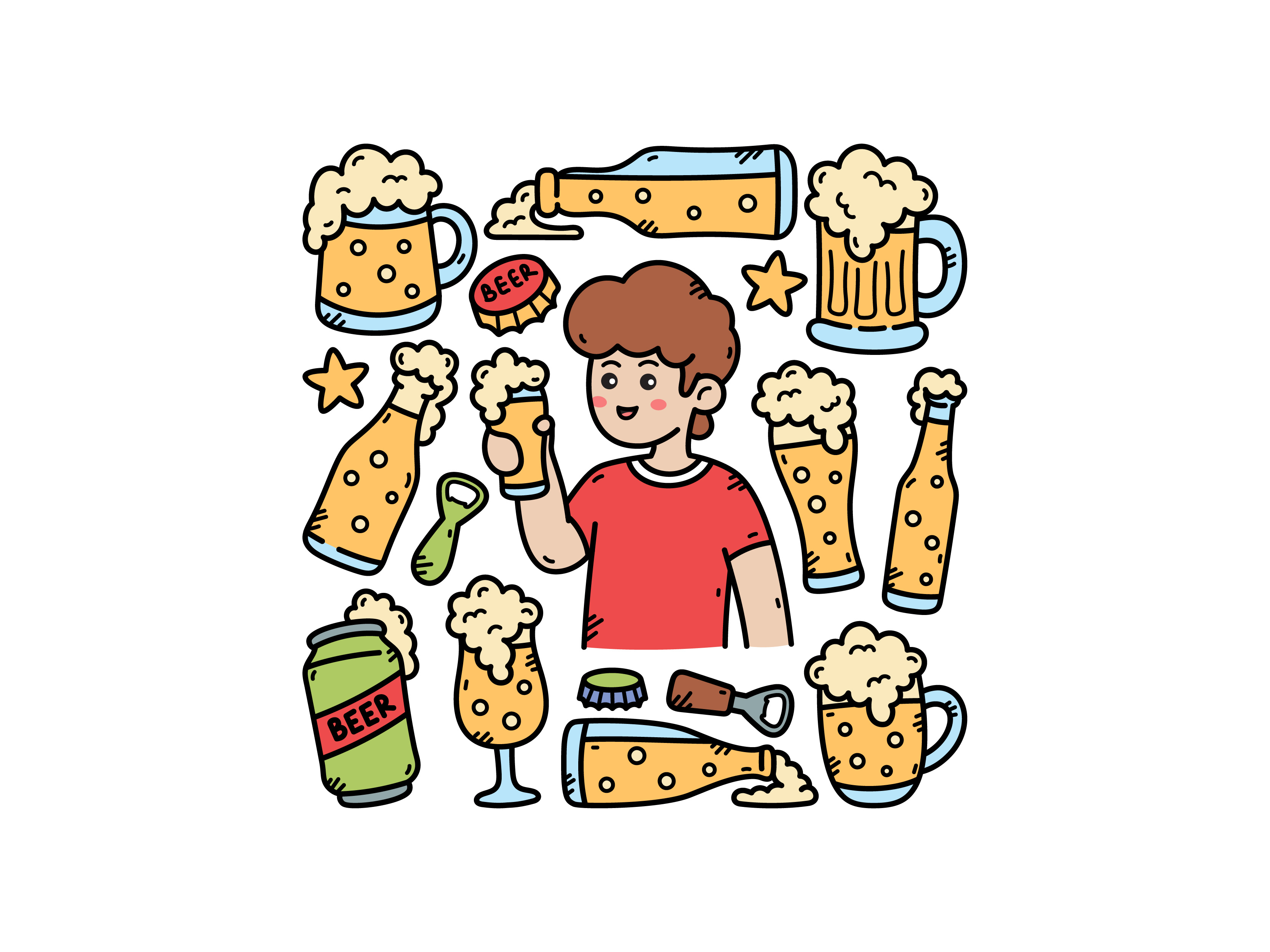 Beers Doodle Set beer beers cute doodle icon illustration logo vector