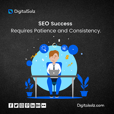 SEO success requires patience and consistency branding business business growth design digital marketing digital solz illustration marketing social media marketing ui
