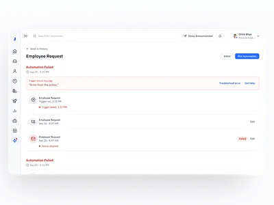 Automation History automation dashboard design history product design ui ux