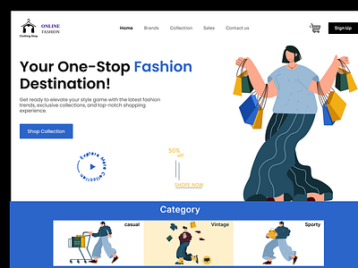 Online Fashion (E-commerce Web Design branding cloth design e commece fashion online idea illu illustration logo online online blackfriday online design online shop online store shop site store web website