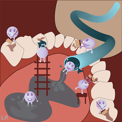 Mouth washing team vector art