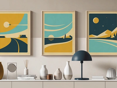 Horizons Art Print Series beach dan kuhlken desert design dkng dkng studios geometric illustration minimalism minimalist mountains nathan goldman poster vector