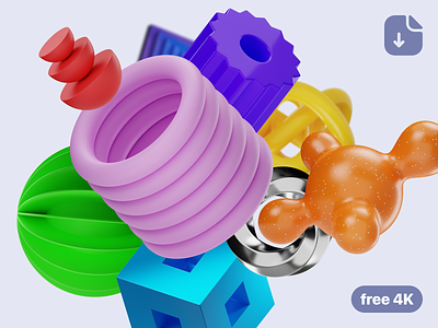 Free Abstract Shapes PNG 3d abstract assets blender c4d colorful design download everyday free icon mobile png shapes ui web
