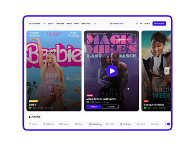 Moviemax - Movie Streaming Platform app cinema film graphic design movie movie streaming platform movie streaming platform design movie streaming portal movie streaming portal design netflix platform portal streaming ui ux uxui web web design website website design