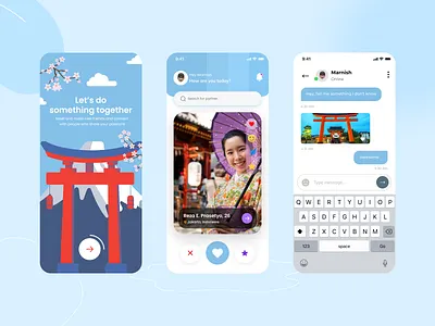 Japanese Dating App cherryblossam creativeillustration dating datingapp datingmobileapp findyourmatch japaneseapp japanesetheme japnesetheme mobileapp mobileappdesign trendingmobiledesign ui uidesign uiuxdatingapp uiuxmobileapp ux