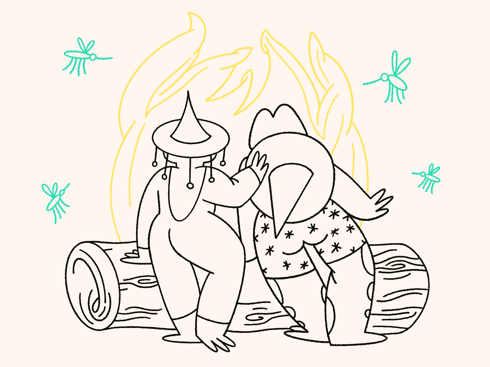 Toad days art bonfire character character illustration characters fight club illustration line log mosquito toad