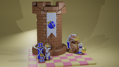 Chess Board Pieces 3d blender design digital art illustration modeling product