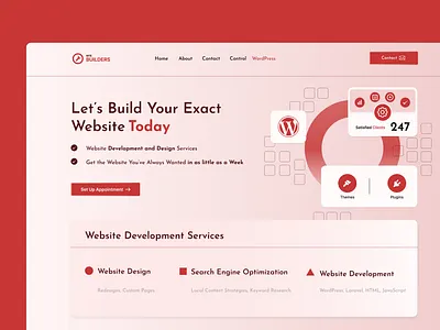 Web Design Services Landing Page - Free Figma Template branding download duplicate figma figma template freebie hero icons kumbh sans landing page red search engine optimization services template ui web design web design services website design wordpress