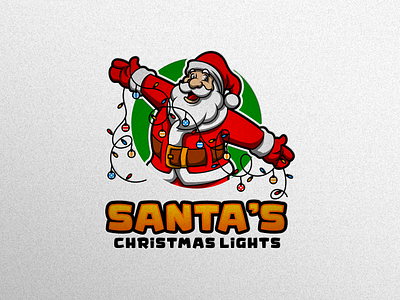 Santa Christmas Lights Logo Mascot Design christmas cartoon christmas mascot logo logo cartoon logo mascot santa clause cartoon santa clause mascot