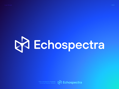 Echospectra Logo Design aerial ai blockchain branding data earth geospatial gradient icon identity learning lettering logo machine saas satellite space spatial tech web3