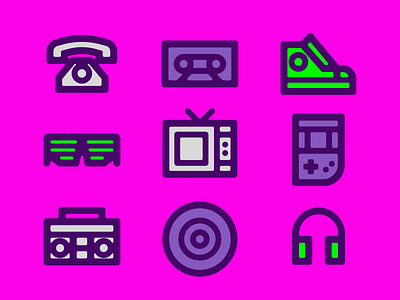 Retro Icons 80s artist artwork design graphic design icon set icons illustration logo retro retro icons vector