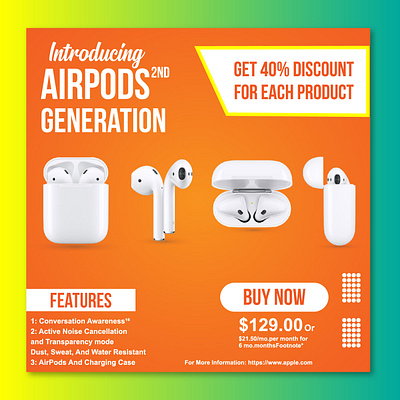 Product Design (Apple AirPods) adobe banner branding brochure business business idendity flyer graphic design illustration modern post poster premium product design