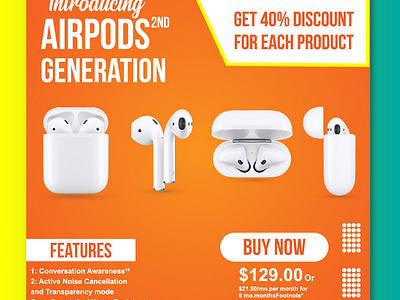 Product Design (Apple AirPods) adobe banner branding brochure business business idendity flyer graphic design illustration modern post poster premium product design