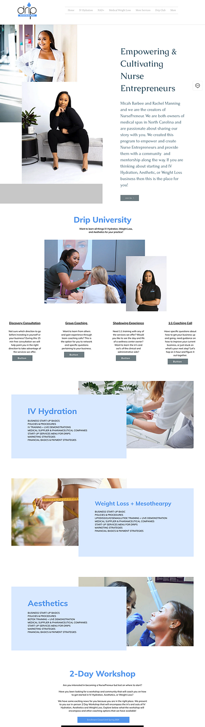 Landing Page Design: DripMB Hydration and Wellness dripmbhydration
