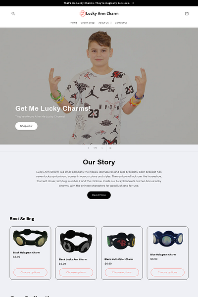 Web Design: Lucky Arm Charm playful fashion