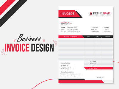 Invoice Design advertising brand identity branding business cash corporate design geometric graphic design invoice marketing memo minimal money office receipt red sale shop stationery