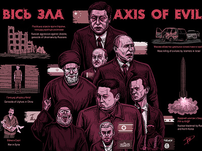 Axis of evil. 2d art digital art drawing genocide graphic horror illustration politic poster terrorism war world leaders