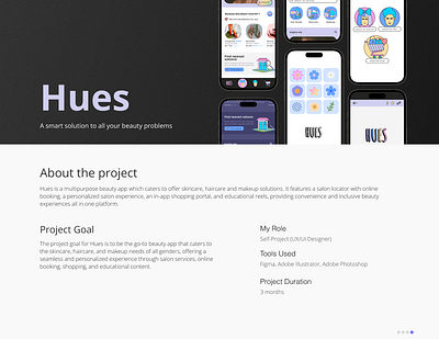 Hues - Super App for Beauty services app design experience design interaction design uxui