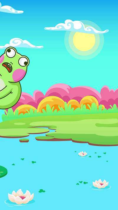 Froggie animate animation character design design forest frog frog animate frog animation frog illustration graphic design illustration jump jump animation lake logo logo design vector