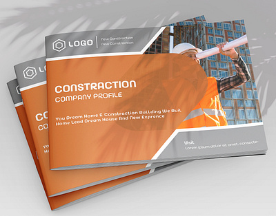 Company Profile Design 10 page banner branding brochures clean company profile constraction creative work design element excavator flyer graphic design office orange page service strength strong work