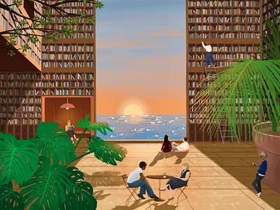 Bookstore architecture book bookstore branding space space design sunset