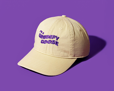 I'm a Grumpy Goose Embroidered Hat angry bad mood baseball cap cranky dad hat design embroidered hat embroidery graphic design grumpy grumpy goose purple typography