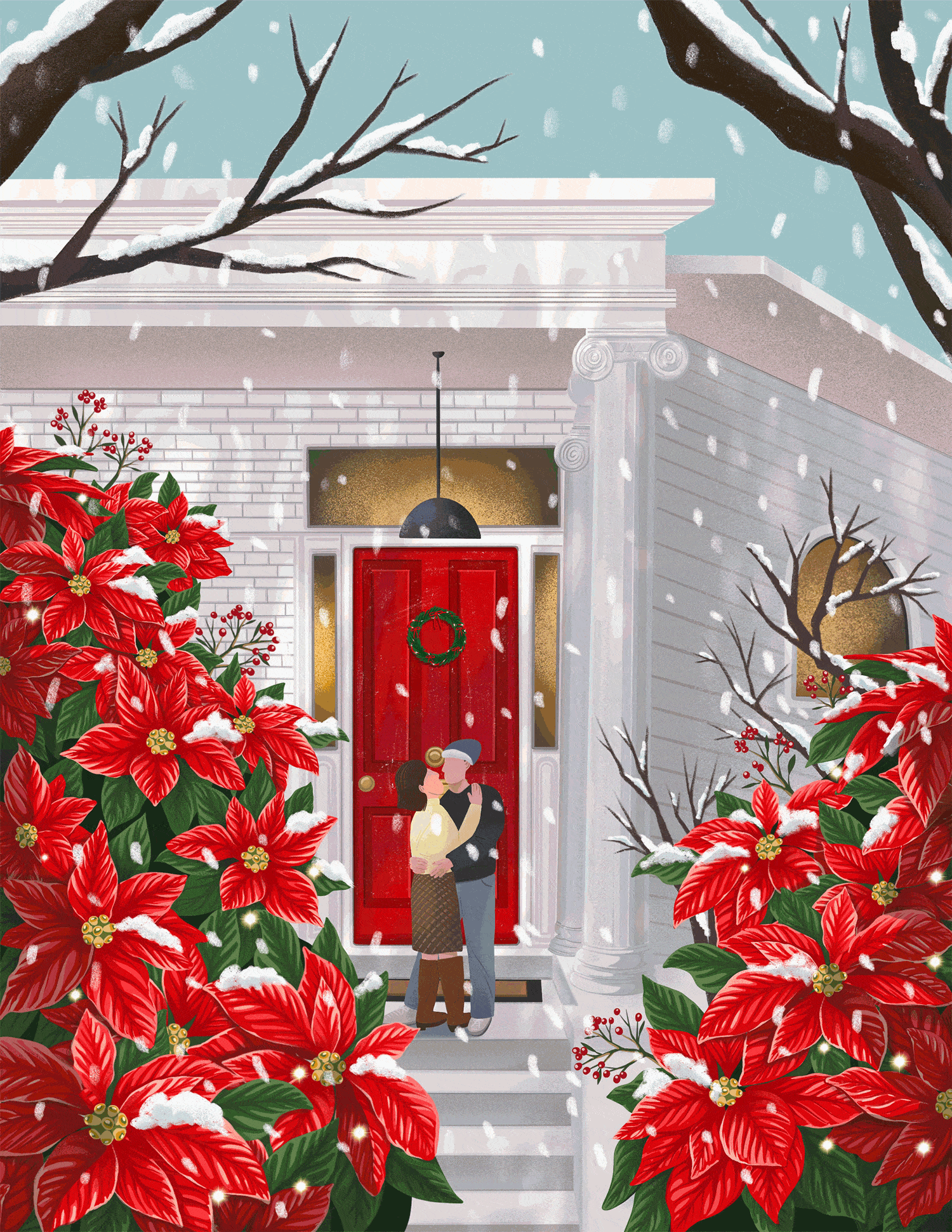 Poinsettia botanical branding christmas flower holiday love poinsettia red
