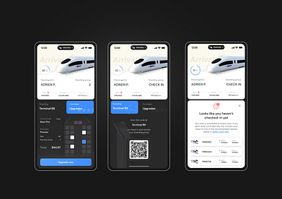 Train tickets - boarding and upgrades app boarding design ecommerce product design ticket train transportation ui ux