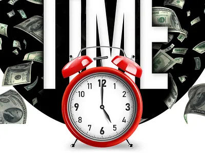 "Time is money" – Benjamin Franklin. art clock graphic design photoshop post qoutes social media post time typo typography