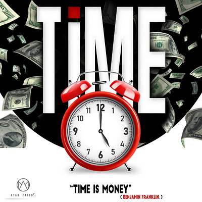 "Time is money" – Benjamin Franklin. art clock graphic design photoshop post qoutes social media post time typo typography
