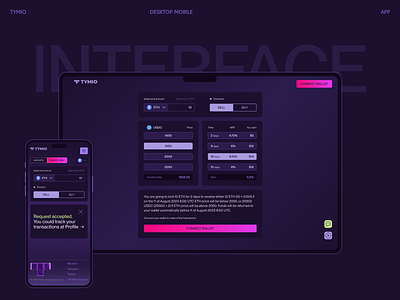 Tymio. UX/UI design app crypto cryptocurrency finance interface layout ui uiux ux