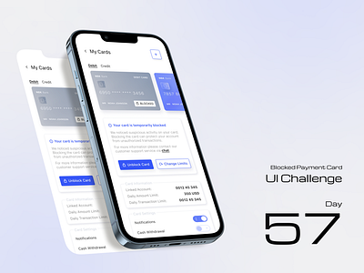 Blocked Payment Card account account settings bank app banking blocked card credit card finance fintech ios mobile mobile design payment product design security settings swift ui ui design ux design ux ui