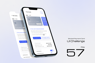 Blocked Payment Card account account settings bank app banking blocked card credit card finance fintech ios mobile mobile design payment product design security settings swift ui ui design ux design ux ui