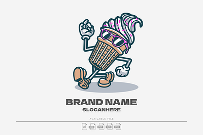 Ice Cream Mascot cartoon design food mascot graphic design ice cream icon illustration logo vector