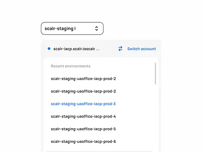 Change environment/project design dropdown modal saas ux web design