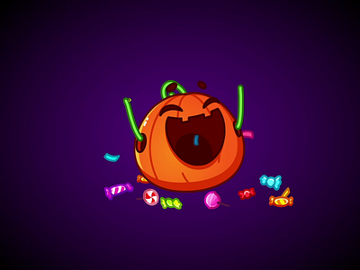 Halloween Party 2d animation cartoon design gif halloween motion graphics pumpkin stickers vector
