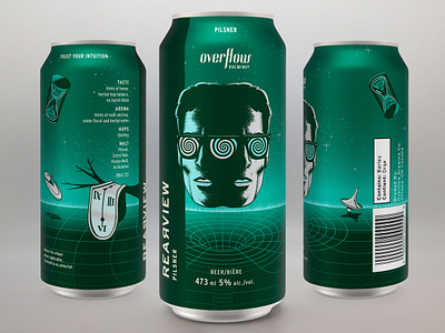 Overflow Brewing Company: Rearview beer beer can beer design brand illustration branding brewery can artwork can design illo illustrated can illustration illustrator product artwork product illustration product packaging sci fi time travel